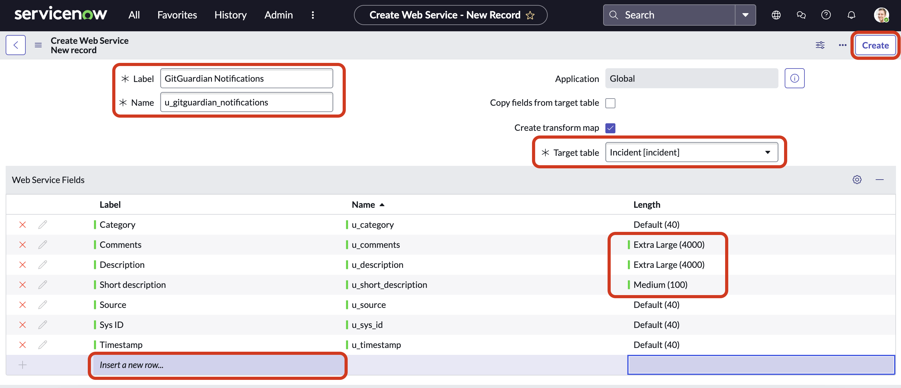 Web service config