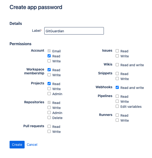 App password permissions