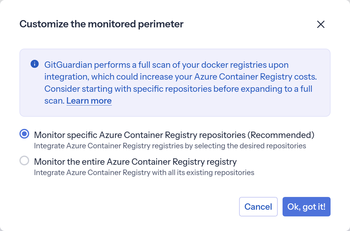 Azure Container Registry Default Monitored Perimeter