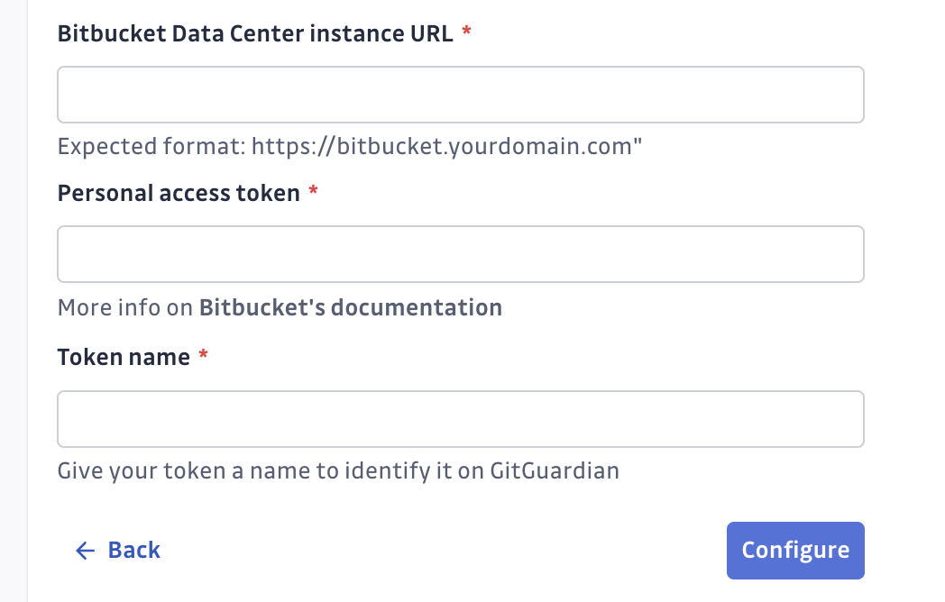 Bitbucket token form