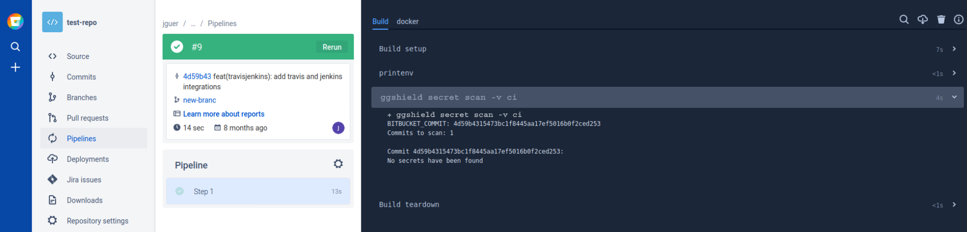 Bitbucket pipeline output