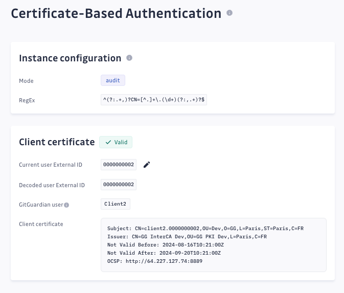 Certificate-based authentication admin area