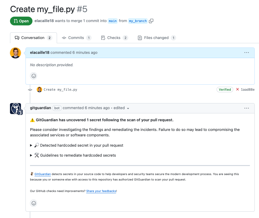 Pull request comment