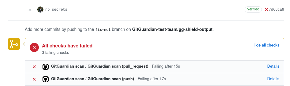 GitHub Actions checks list