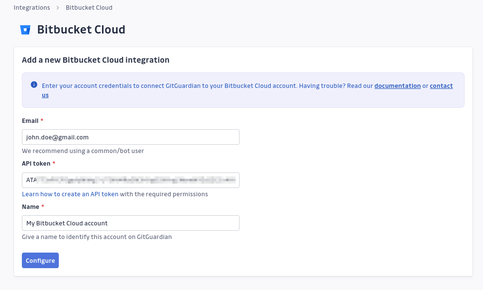 Configure Bitbucket Cloud integration