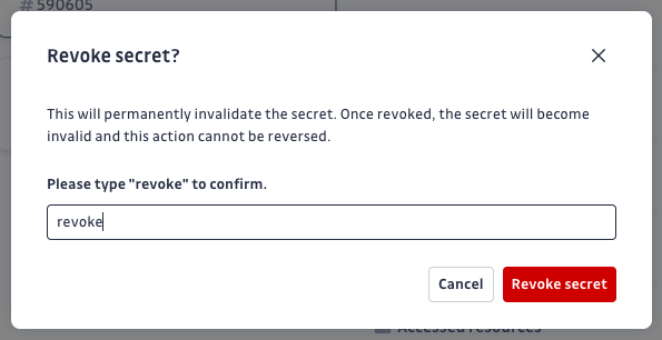 Confirm Revoke Secret