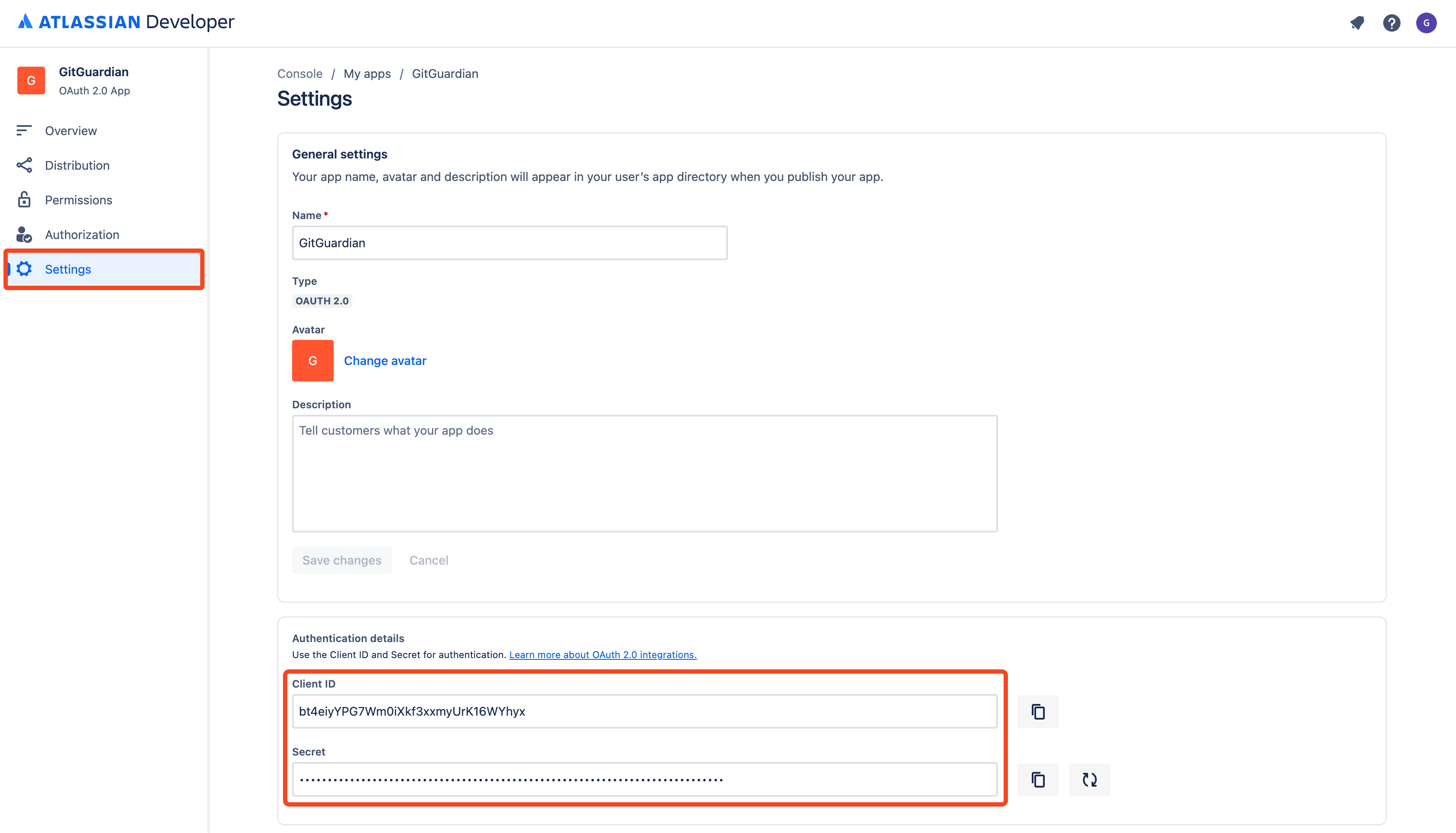 Confluence Cloud - Settings credentials