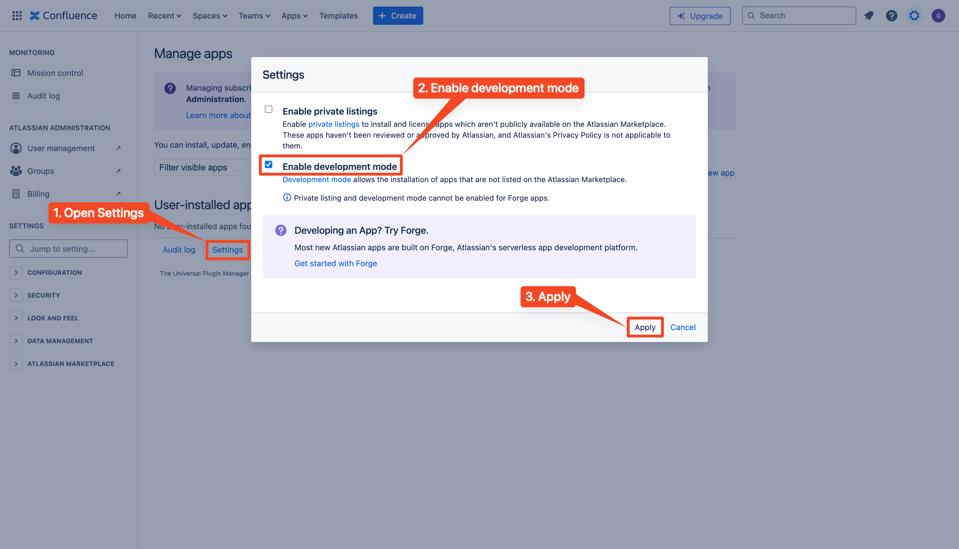 Confluence Cloud Development Mode