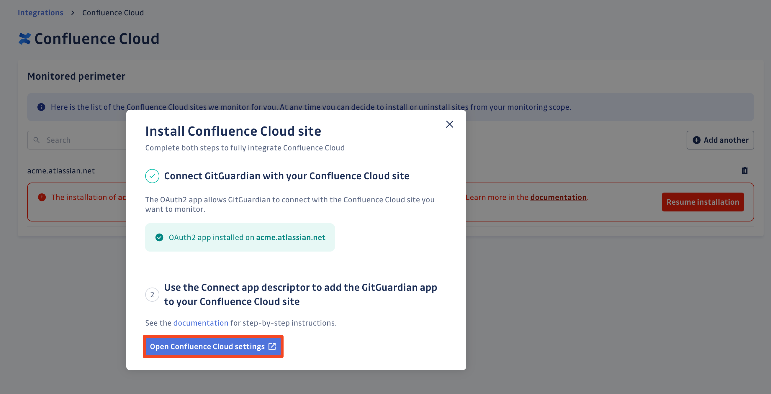 Confluence Cloud install - Step 2