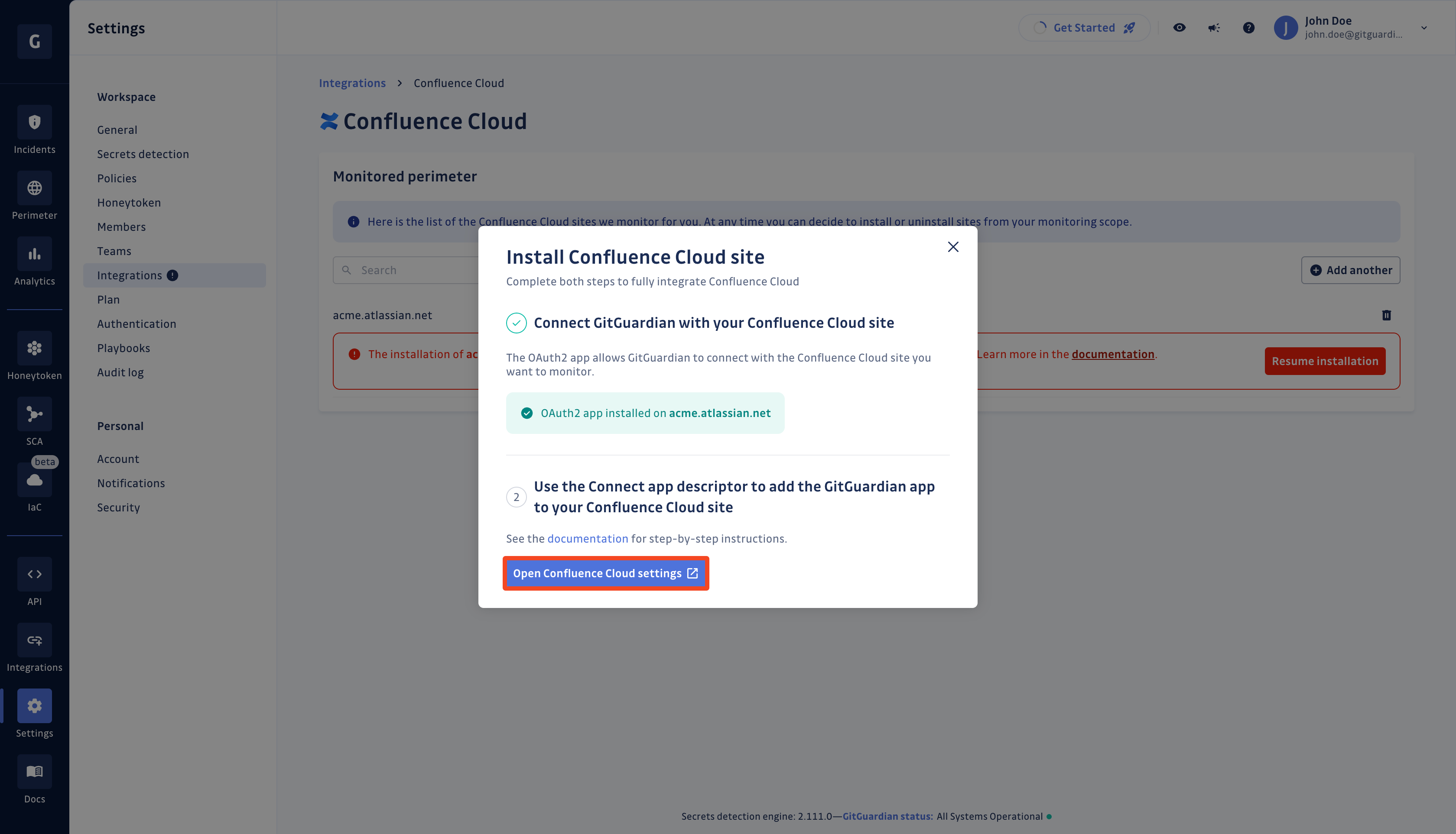 Confluence Cloud install - Step 2