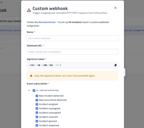 Custom webhook form