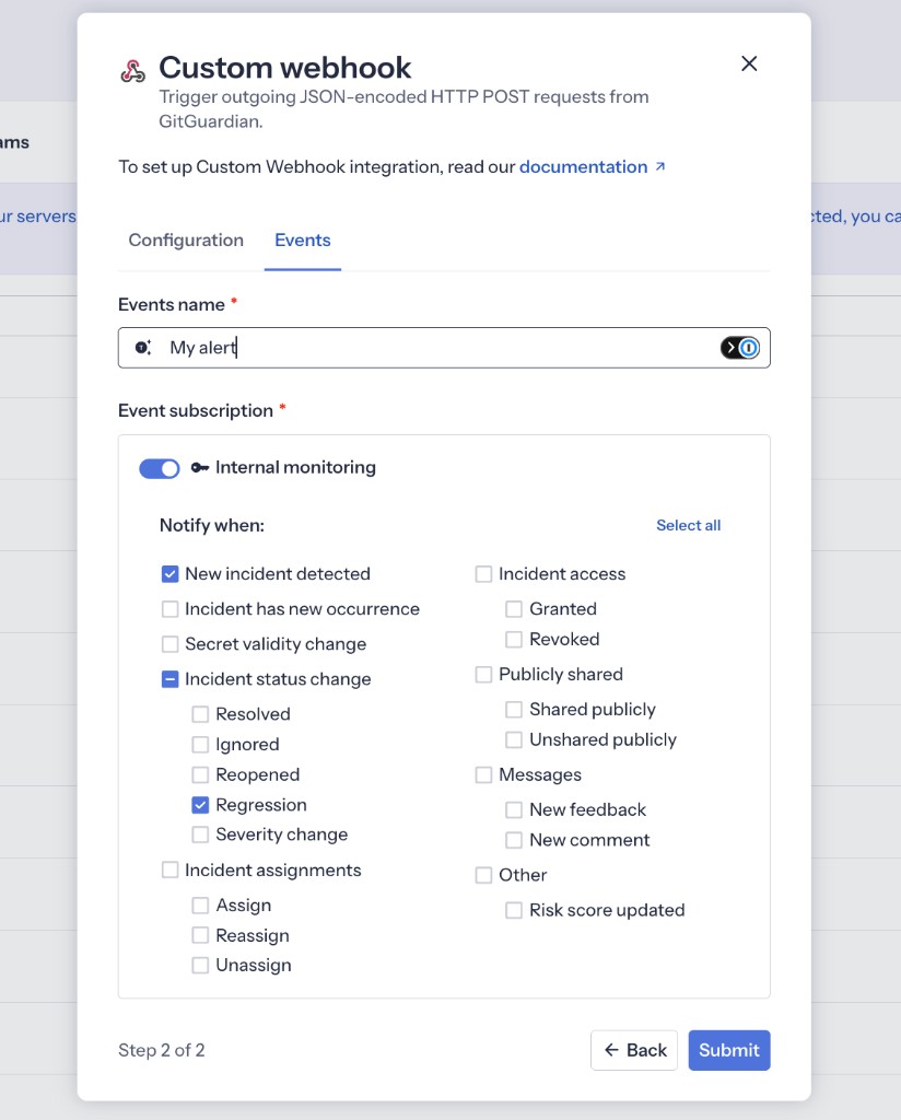 Custom webhook form
