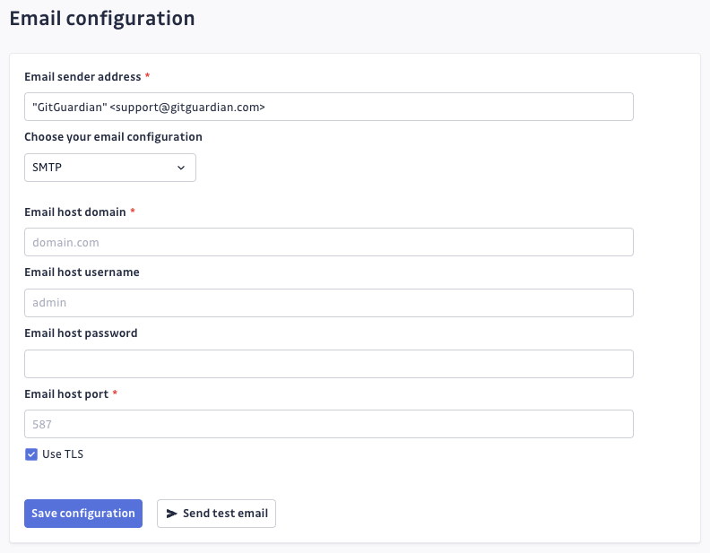 Email configuration SMTP