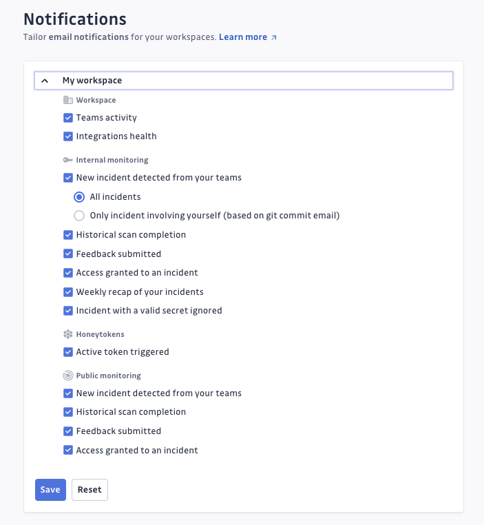 email preferences