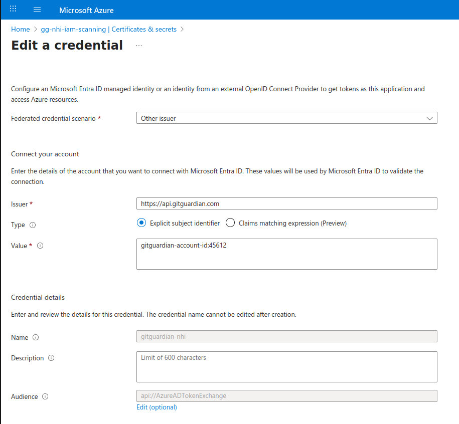 Configure Federated Credential