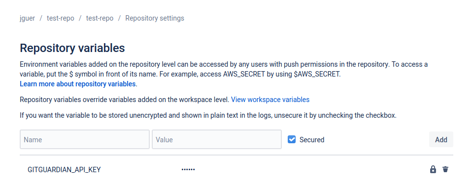 Bitbucket pipelines env