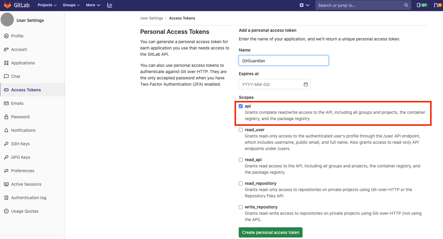 Gitlab Use Personal Access Token Cli