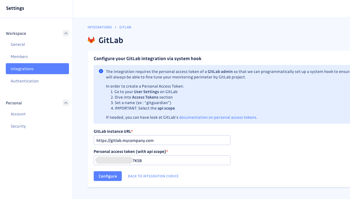 GitLab system hook form