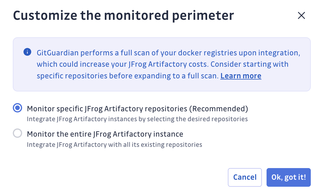 JFrog Container Registry Default Monitored Perimeter