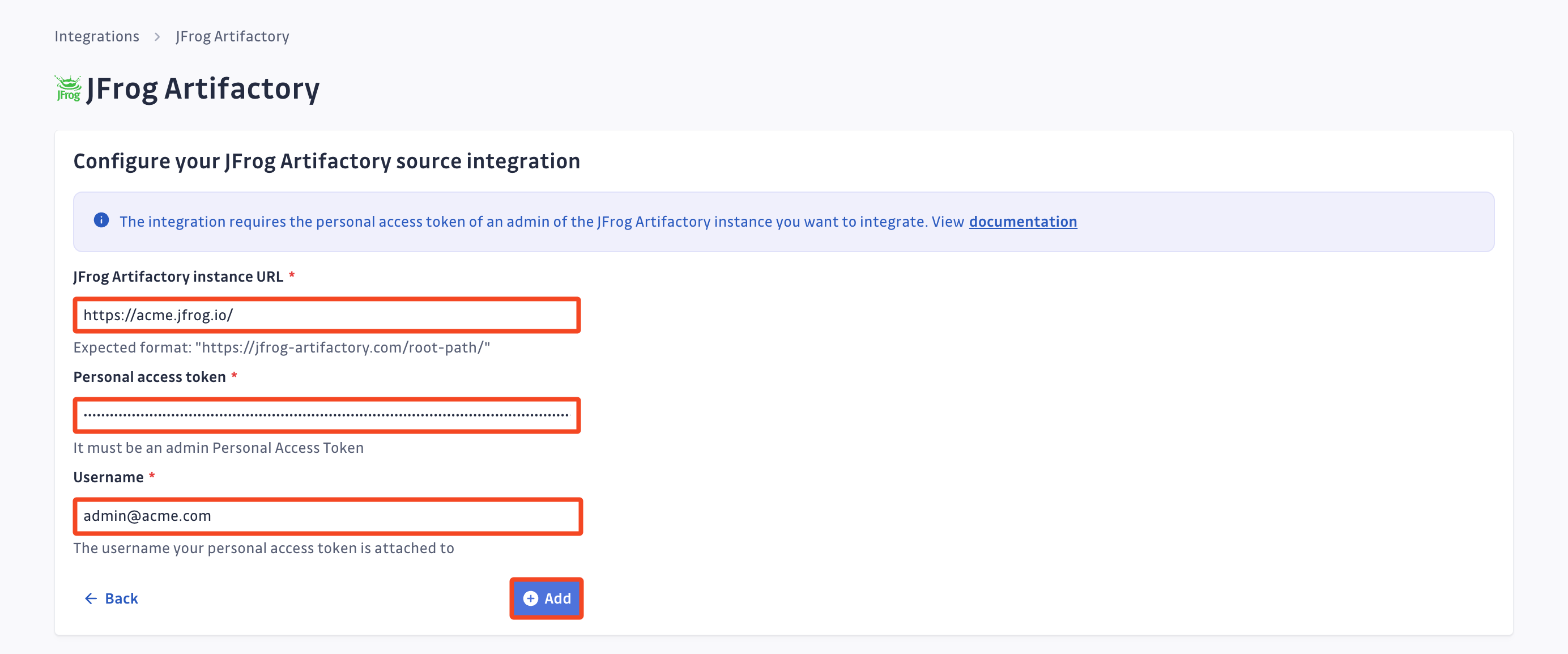 JFrog Container Registry integration