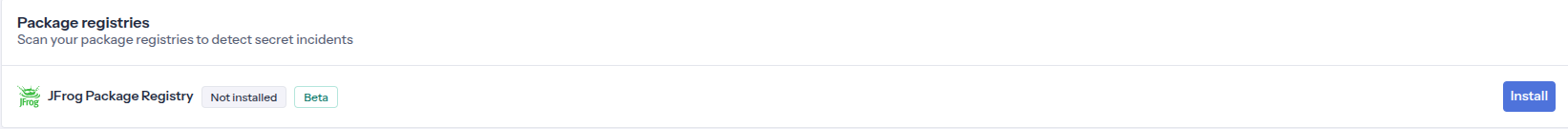JFrog Package Registry install button