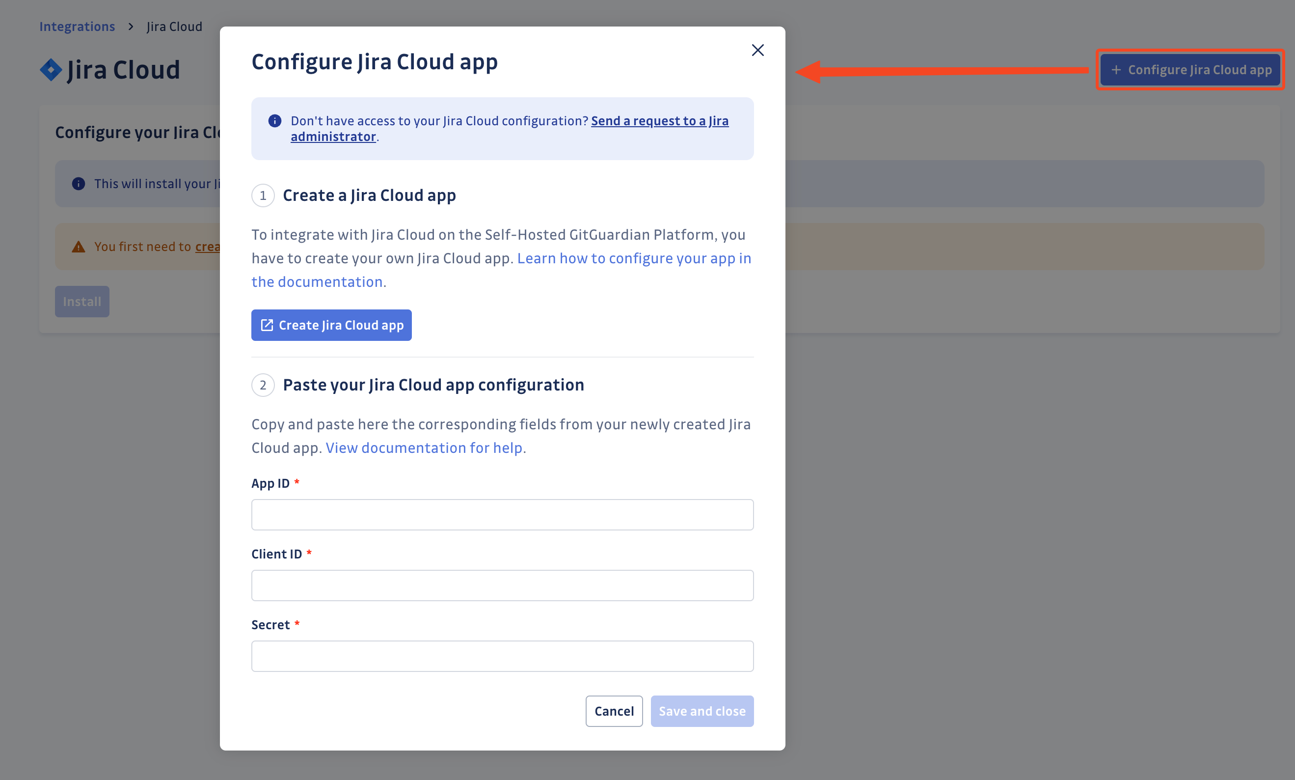 Jira Cloud app configure