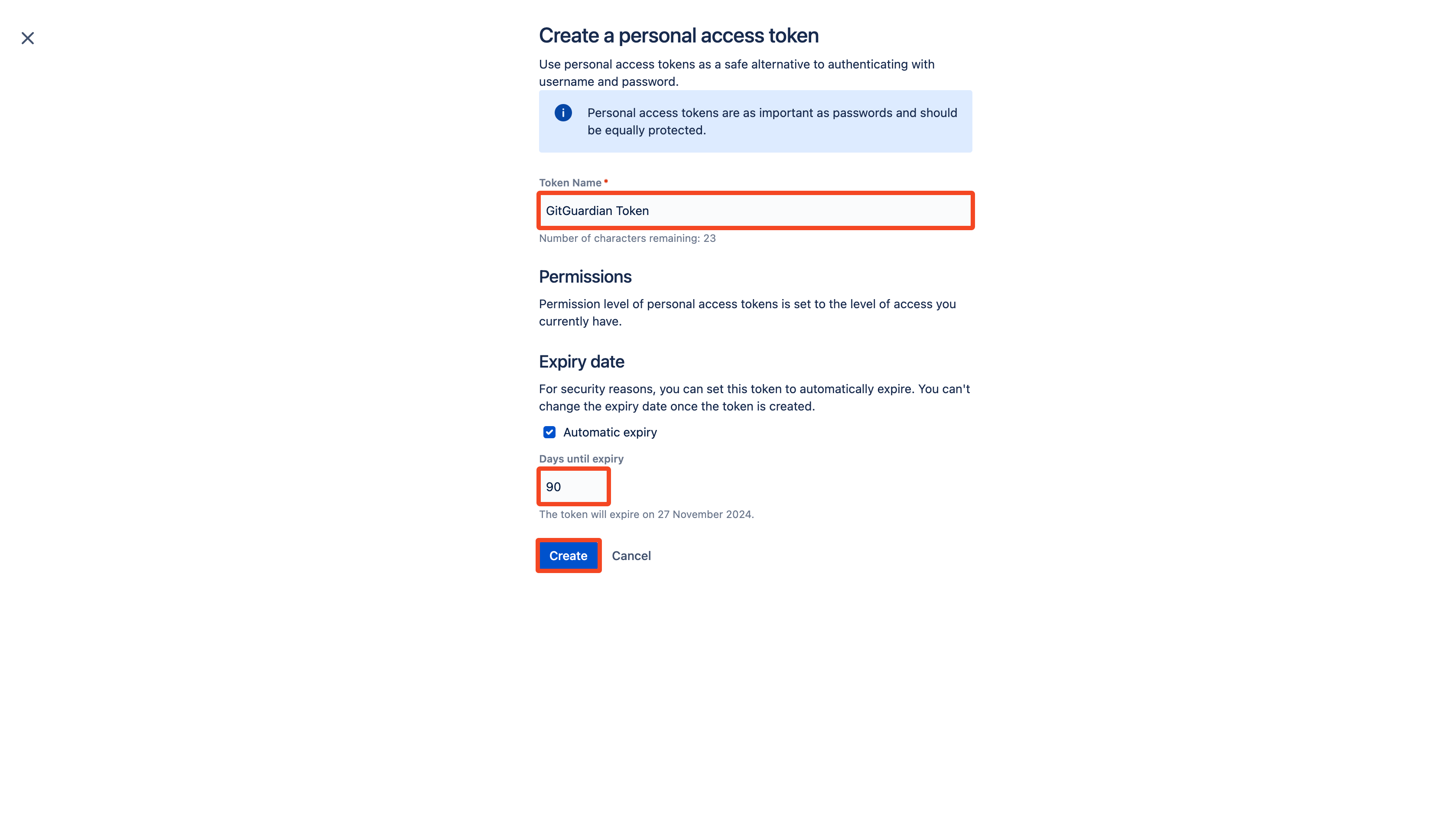 Jira Data Center PAT form