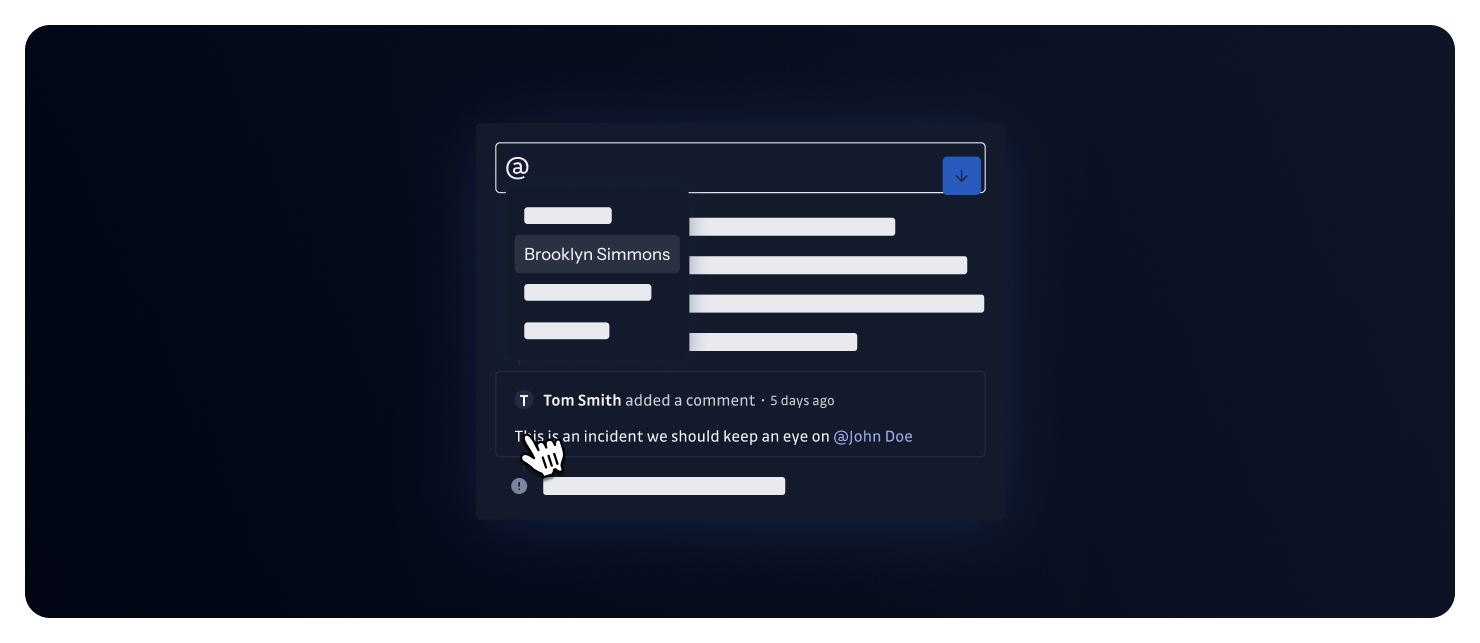 Mention members and teams in incident notes