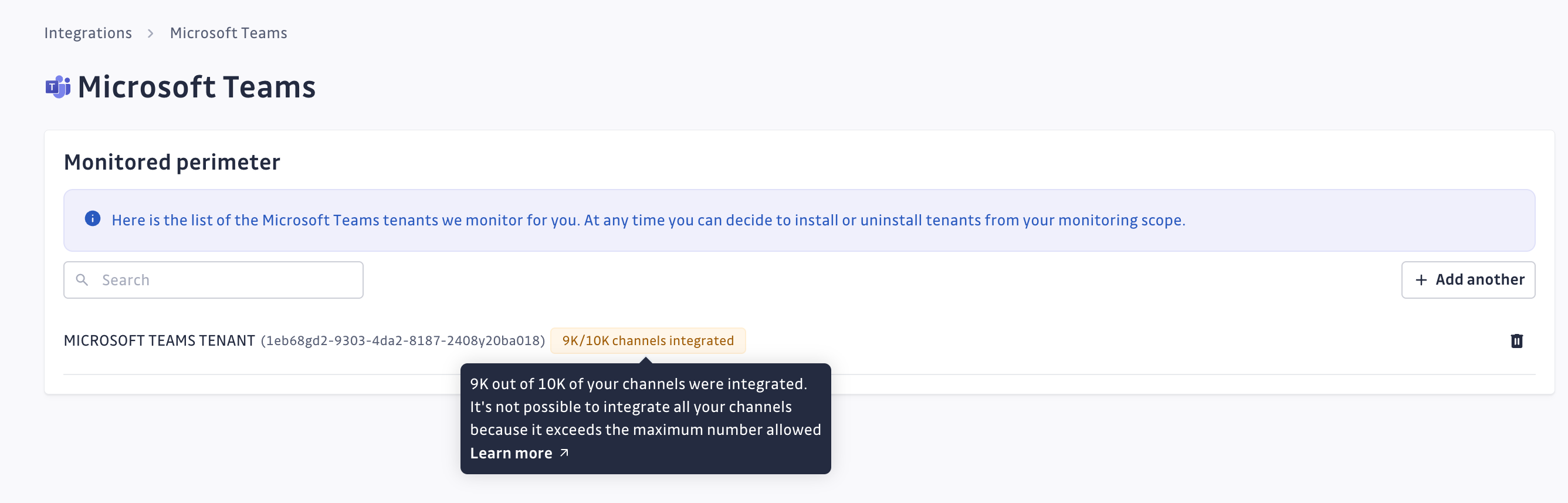 Microsoft Teams partial monitoring