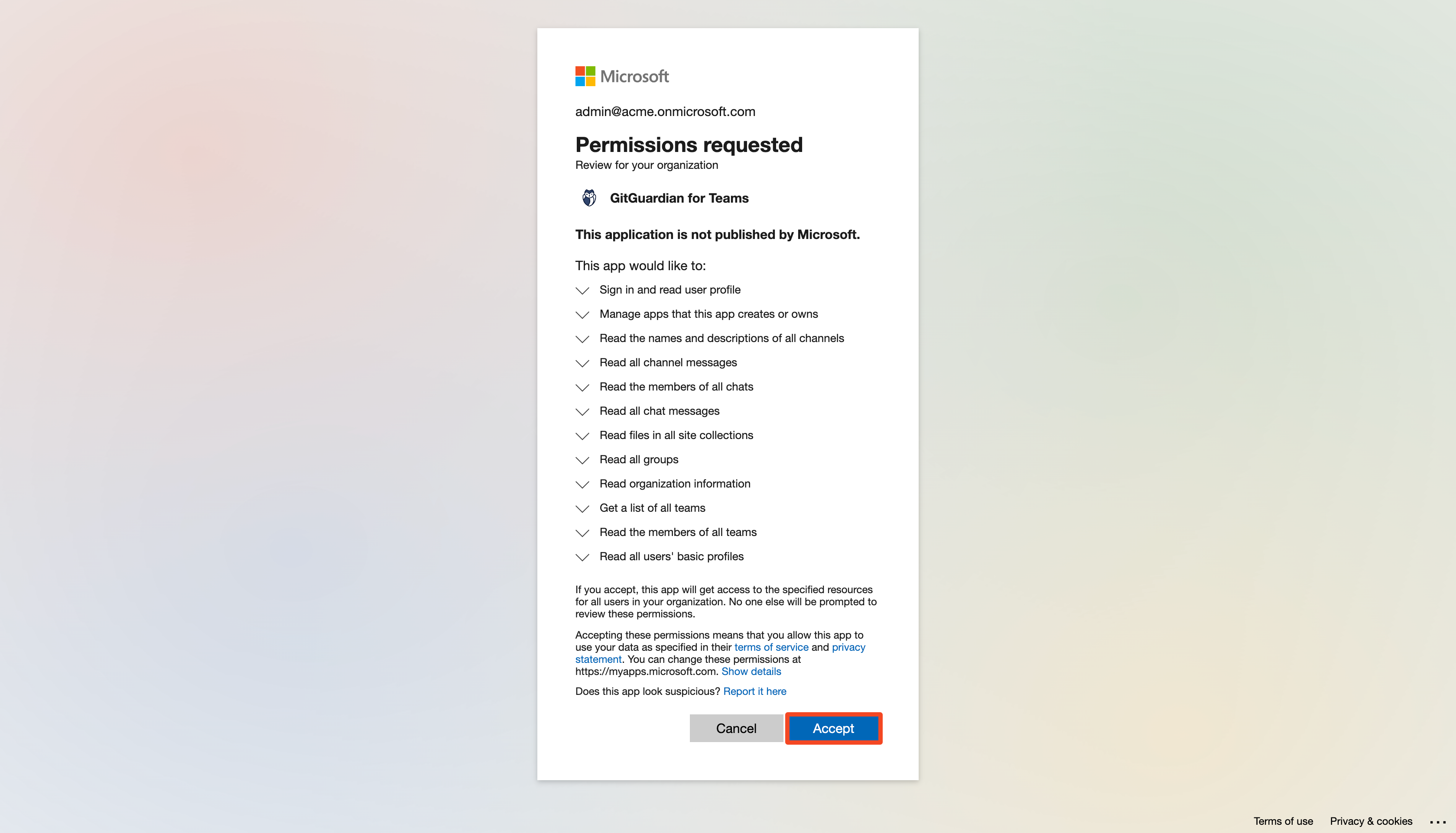 Microsoft Teams permissions