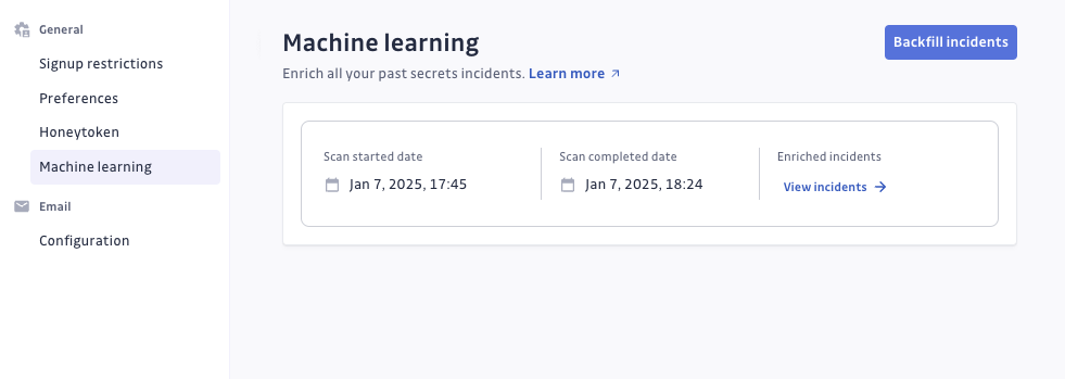 ML backfill past incidents completed