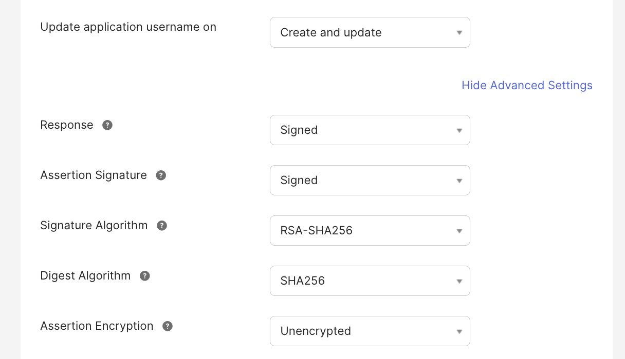 okta advanced settings