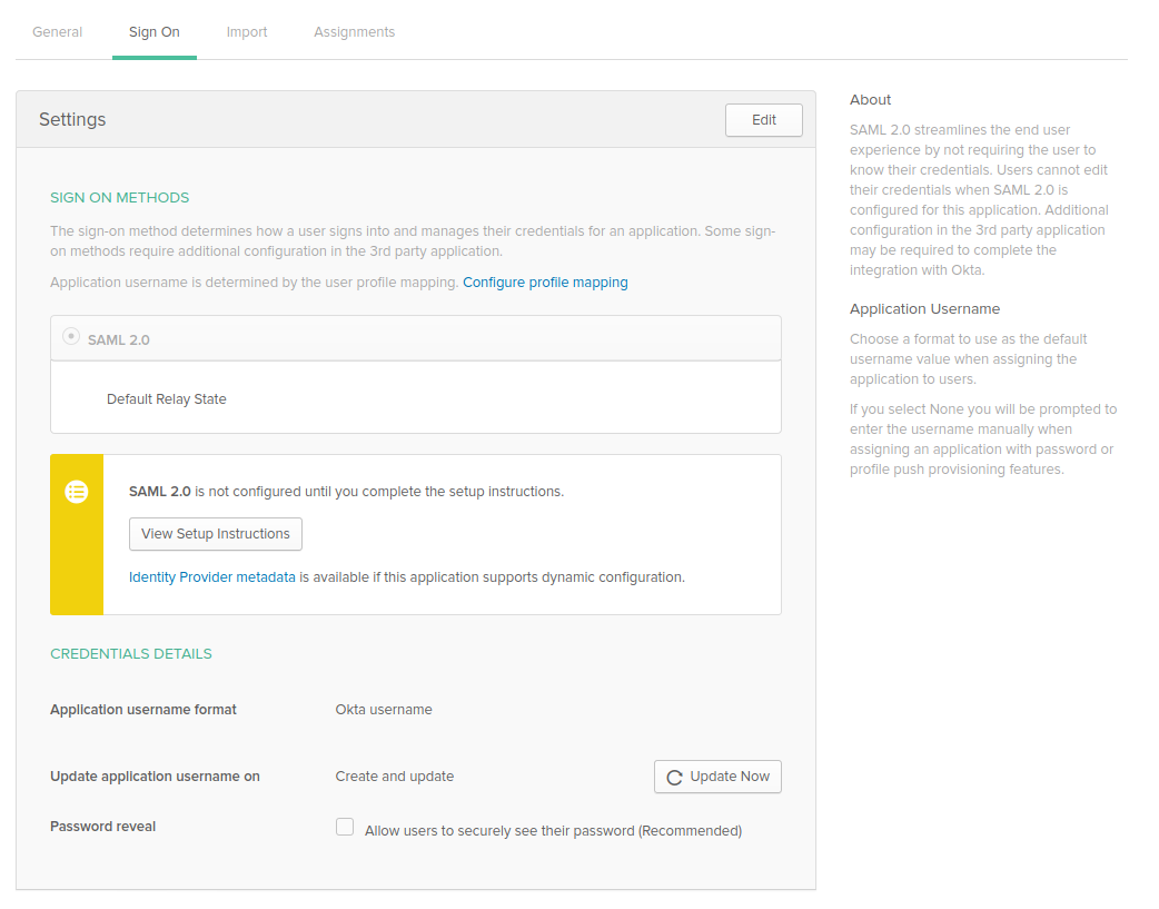 okta setup instructions