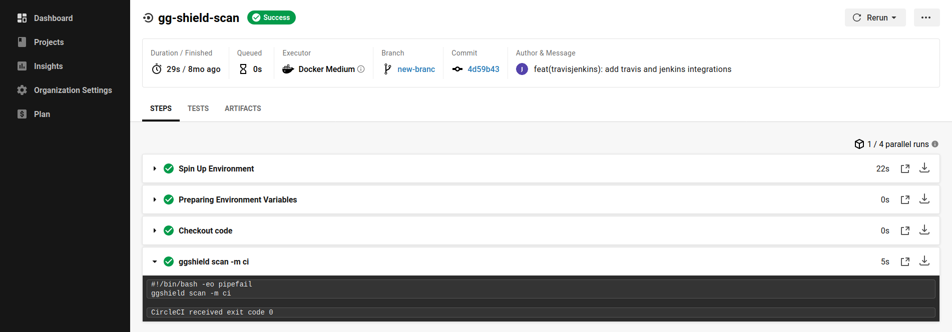 CircleCI output