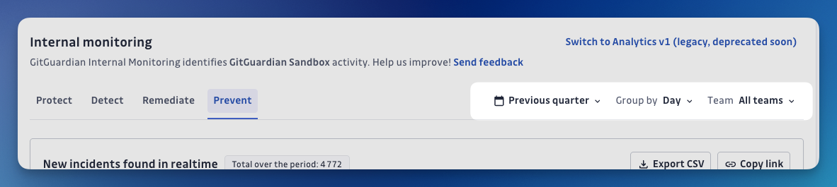 Analytics - Page levels Tools tabs