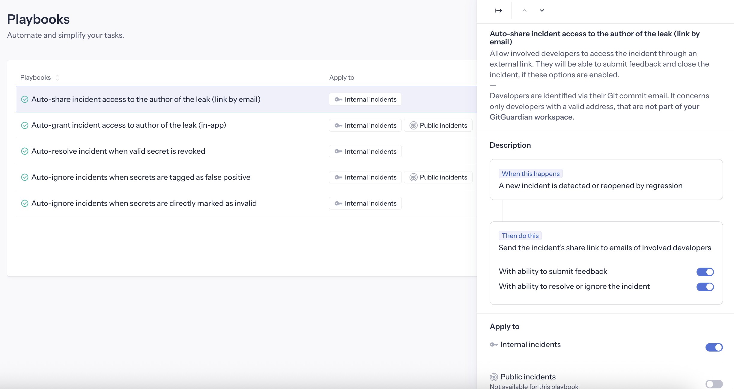 Auto-share incident link playbook