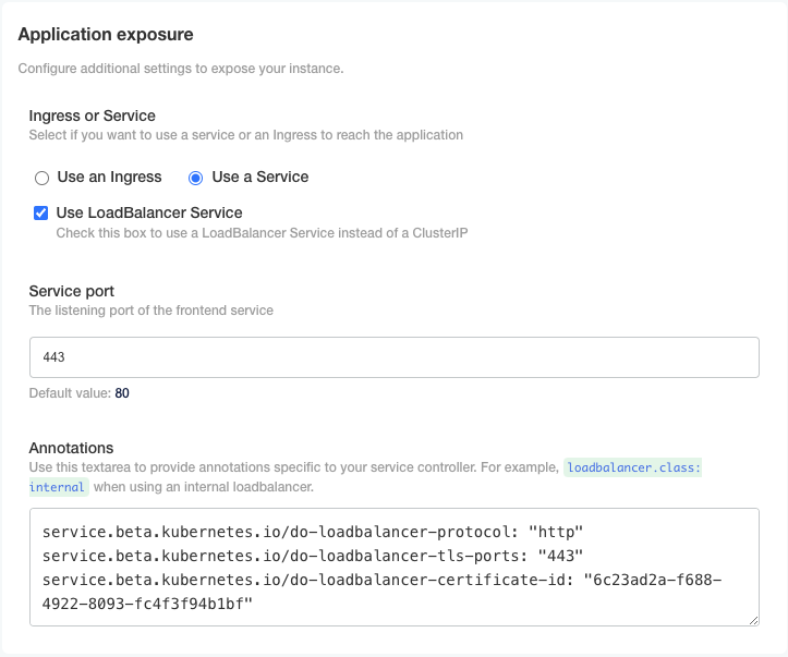 Loadbalancer annotations