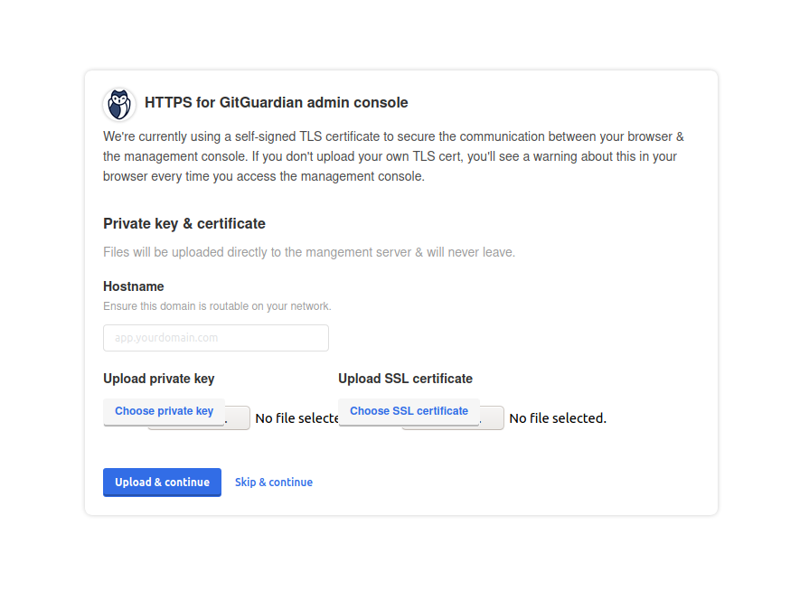 Admin console TLS setup