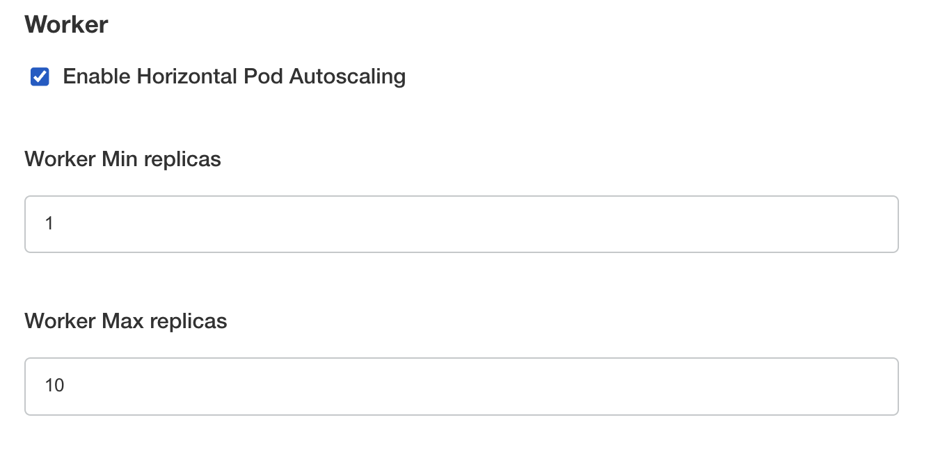 Worker Autoscaling configuration