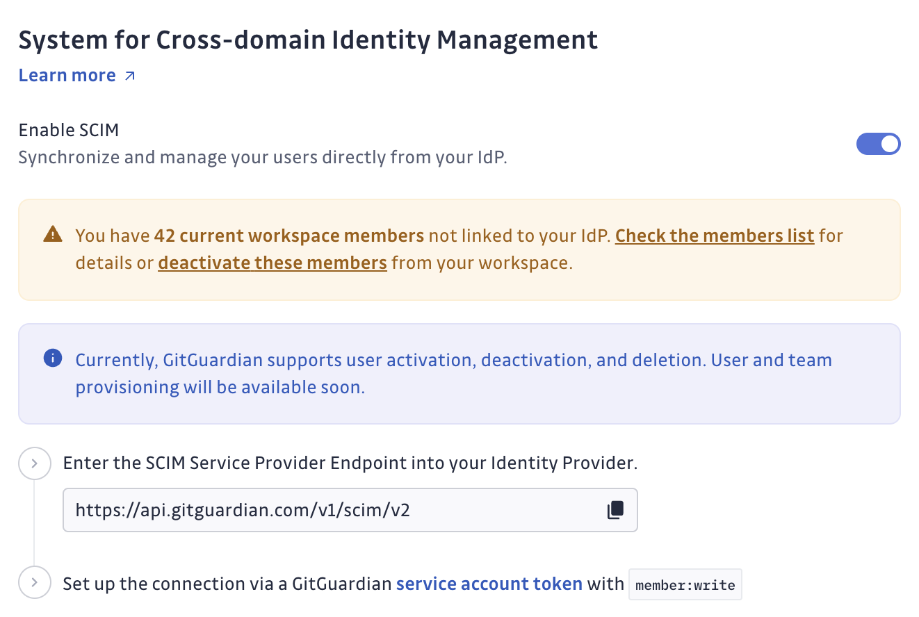 gitguardian scim enable