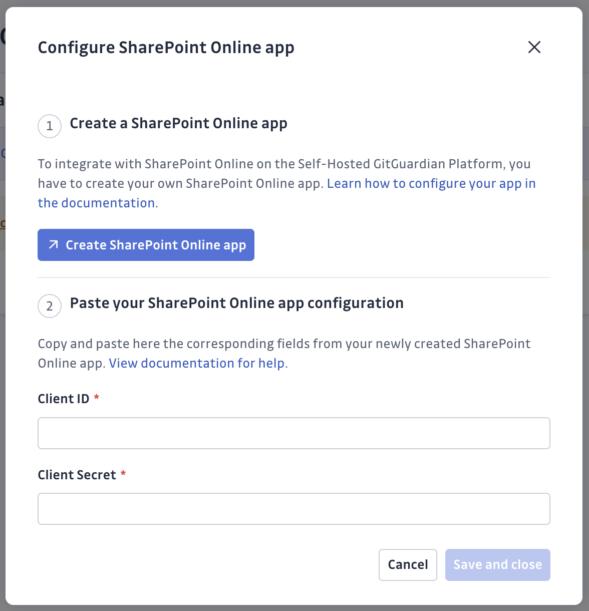 Configure Sharepoint Online app