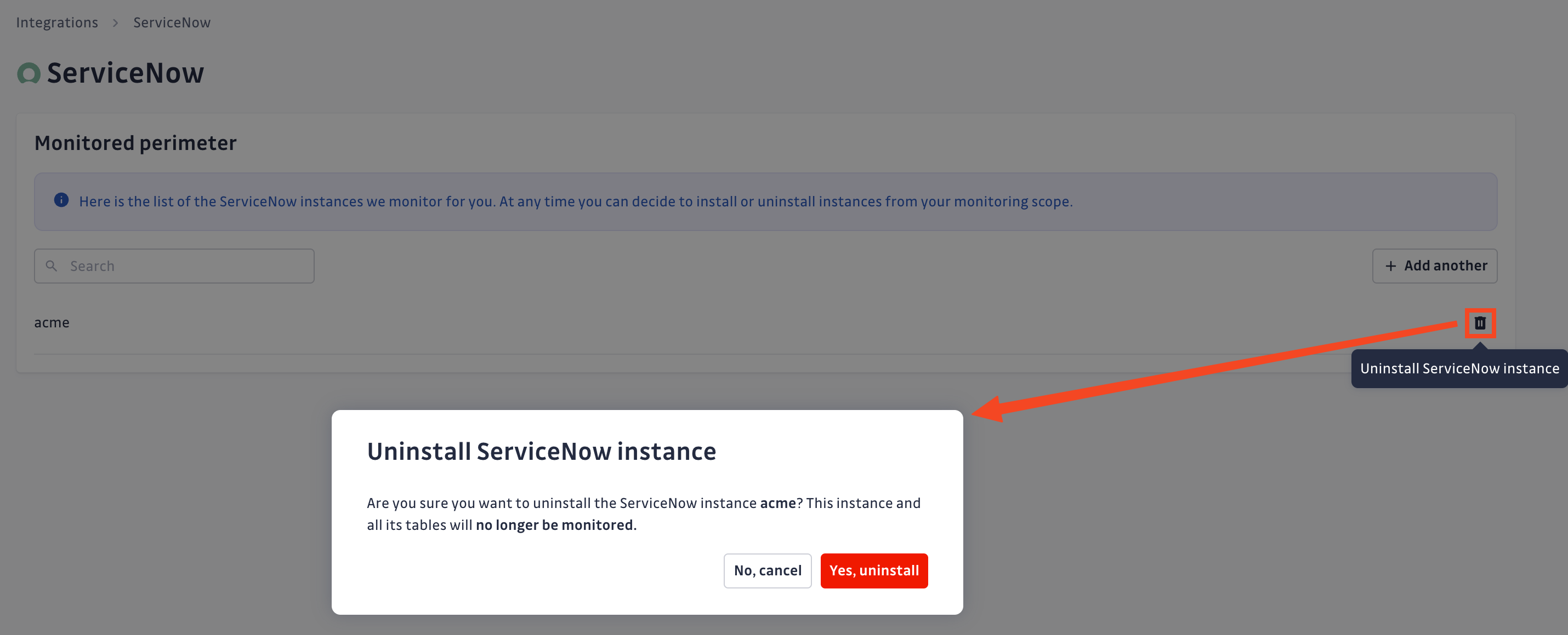 ServiceNow uninstall