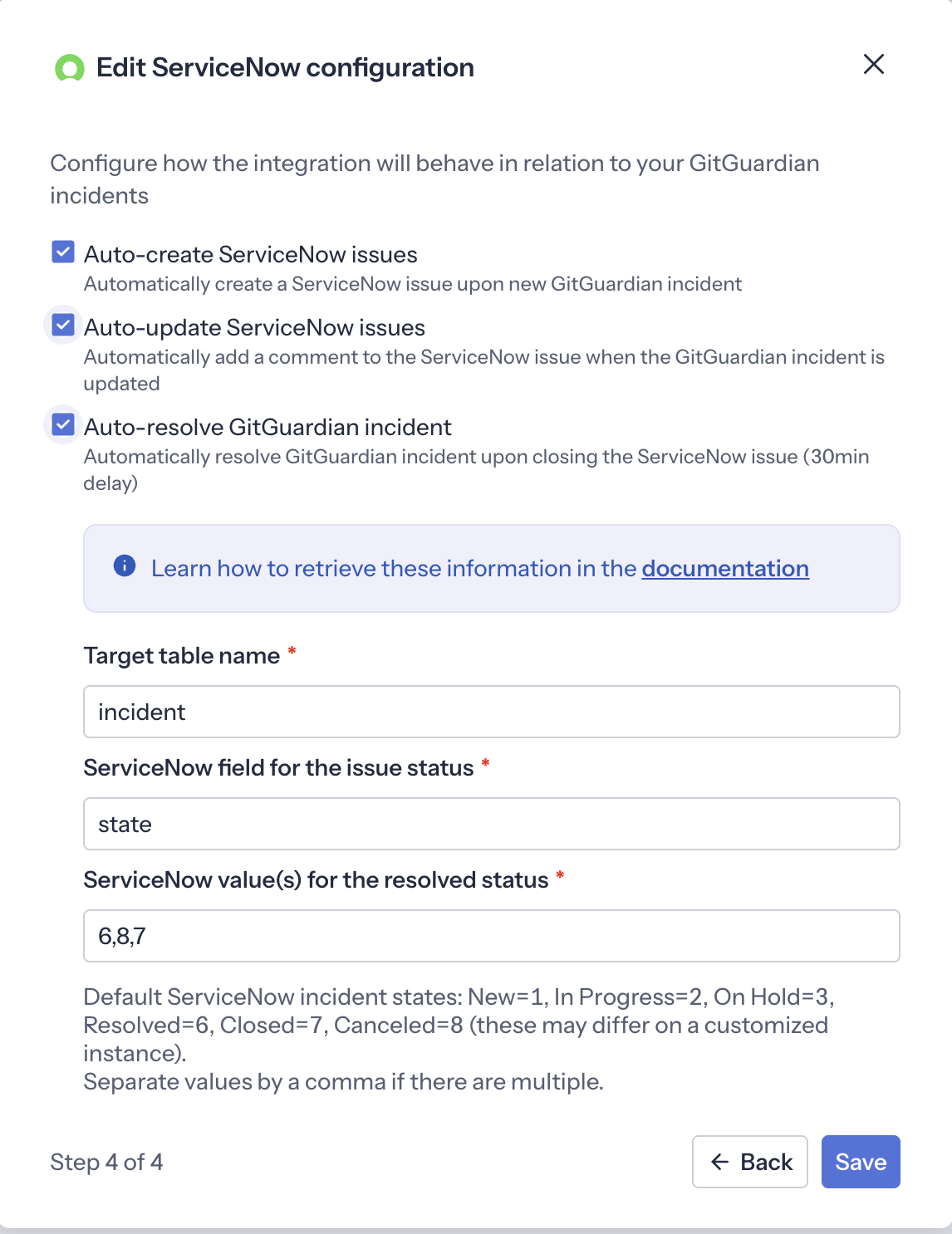 Define automation parameters