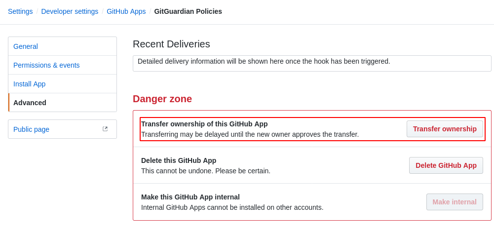 Transfer GitHub app