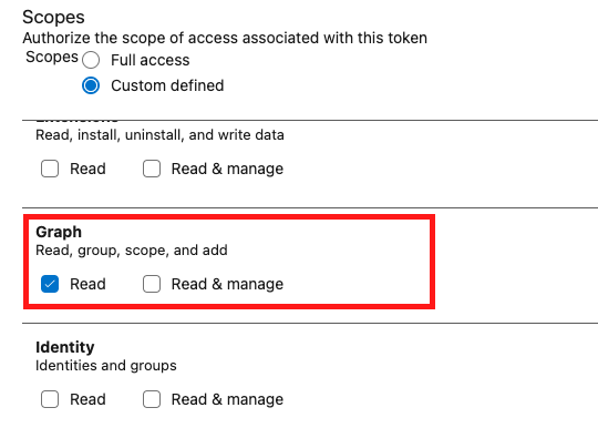 Azure Repos personal access token Graph