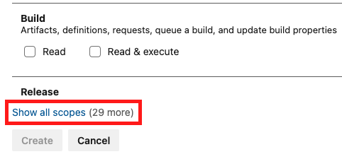 Azure Repos personal access token show all scopes