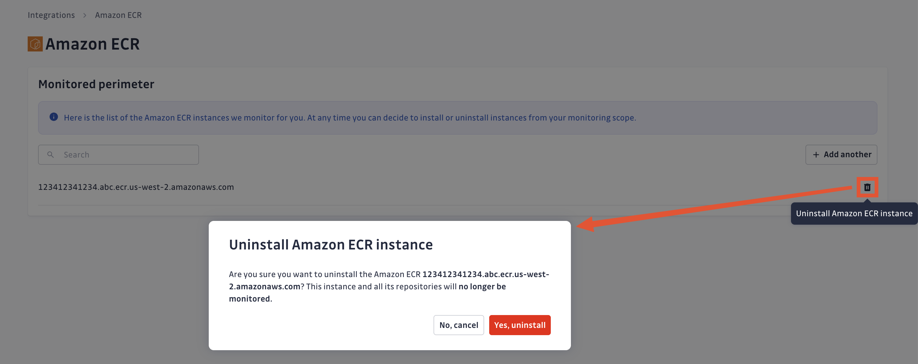 Amazon ECR uninstall