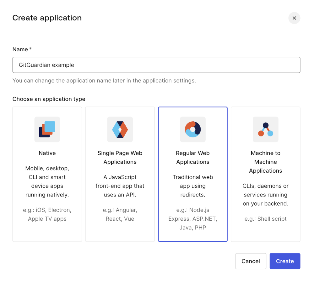 auth0 create app