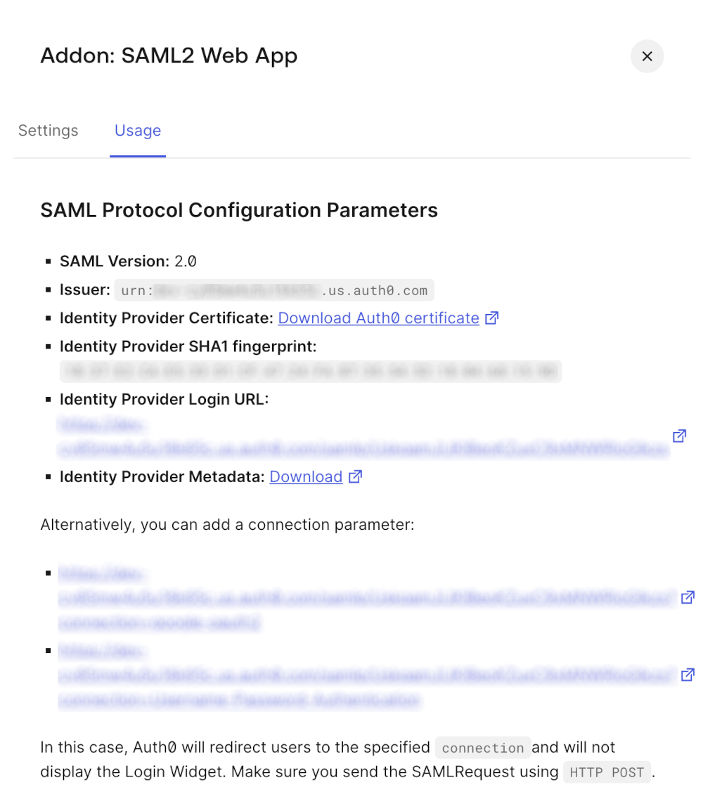 auth0 idp settings