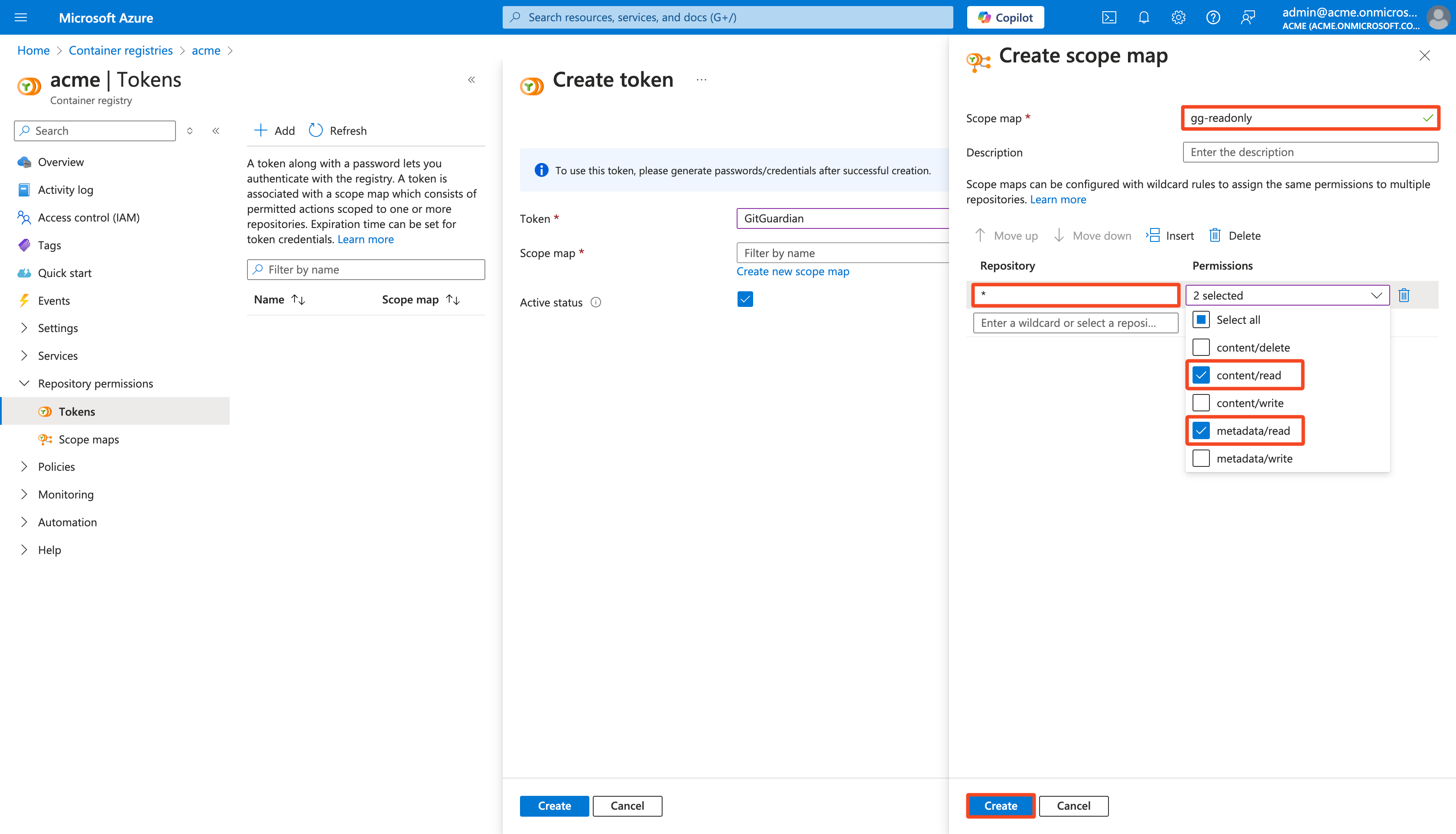 Azure Container Registry Create Scope Map